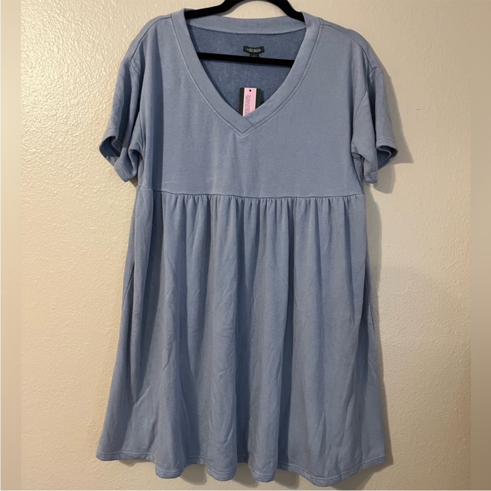 NWT Wild Fable Blue Babydoll Mini Sweatshirt Dress